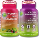 STUDIO Comprehensive Wellness & Bone Health Bundle - Women's Daily Multivitamin with Iron + Plant-Based Calcium, Magnesium, Zink, D3, K2 & Turmeric - Vegan, Non-GMO, Clean Ingredients