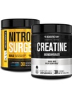 Jacked Factory Nitrosurge Build Pre Workout mit Kreatin für Muskelaufbau (30 Servierungen, Blauer Himbeer) & Kreatin Monohydrat Pulver für Muskelwachstum & Erholung (30 Servierungen, Unflavored)