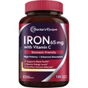 Arzt Rezepte Eisenergänzung 65 mg mit Vitamin C - Maximierte Absorption & Stomach Freundliche Eisen Pillen für Rote Blutzellen Bildung, Herz, Gehirn & Immunität Gesundheit - Vegan Non-GMO 120 Eisen Tabs