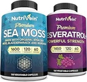Nutrivein Premium Sea Moss Kapseln & Resveratrol Ergänzung Bundle: High-Absorption Resveratrol Kapseln und Irish Sea Moss für Verdauung, Vitalität, & Reparatur