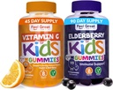 Spüren Sie große Immununterstützung Gummie für Kinder Duo - 90 Tage Versorgung - Zink, Vitamin C, Elderberry - Glutenfrei, Pflanzenbasiert - Tasty Berry & Citrus Gummies