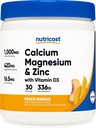 Nutricost Calcium Magnesium Zink Citrate mit Vitamin D3 Pulver, 30 Portionen (Peach Mango Flavor)