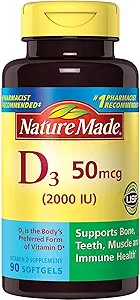 Vitamina D3 2000 IU Liquid Softgels 90 ea (Pacchetto di 2)