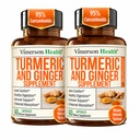 Kurkuma Ergänzung mit Ginger Wurzel für Gelenkunterstützung, Verdauungs- und Gutgesundheit - Enthält Organische Kurkuma Curcumin mit schwarzem Pfeffer (Bioperine) für verbesserte Absorption - 60 Kapseln, 2 Packung
