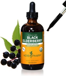 Herb Pharm Certified Organic Black Elderberry Liquid Extract für Immunsystem Support, Organic Cane Alcohol, 4 Unze