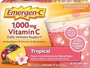 Emergen-C 1000mg Vitamin C Pulver, mit Antioxidantien, B Vitamine und Elektrolyte, Vitamin C Ergänzungen für Immununterstützung, Koffein Free Fizzy Drink Mix, Tropical Flavor - 30 Count/1 Month Supply