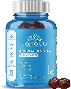 (60 Count) Ashwagandha Gummies KSM-66 - Mixed Berry, Vegan, Plant Based, Non-GMO, Gluten-Free & Gelatin Free Relax, Organic Ashwa Root Extract Supplement für Immununterstützung