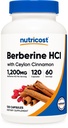 Nutricost Berberine HCl mit Ceylon Cinnamon Capsules (120 Kapseln, 60 Portionen) - Non-GMO, Tierfreies Produkt