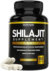 Shilajit Capsules (150 Count,10.000mg pro Servierung) Shilajit Supplement für Männer und Frauen mit natürlicher Belegung Fulvic Acid - Himalayan Capsules Nahrungsergänzung - NON GMO, Made in USA