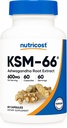 Nutricost KSM-66 Ashwagandha Wurzelextrakt 600mg, 60 Veggie Caps - 5% Withanolide - mit BioPerine - Full-Spectrum Wurzelextrakt