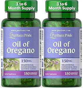 Puritan's Pride Oil von Oregano 150mg, Traditionelle Kräuter Immununterstützung, 180 Rapid Release Softgels, 2er Pack
