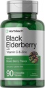 Horbaach Schwarze Holunderbeere mit Vitamin C und Zink | 90 Kautabletten | Mixed Berry Flavor | Immune Support Complex | Vegetarische, nicht-GVO und glutenfreie Ergänzung