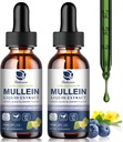Mullein Tropfen für Lungen, Lung Detox & Cleanse, Vegan Mullein Blatt Extrakt Tinktur mit Chlorophyll Elderberry, etc., Natürliche Kräuterergänzung für Respirator, Immun, 60 Servierungen