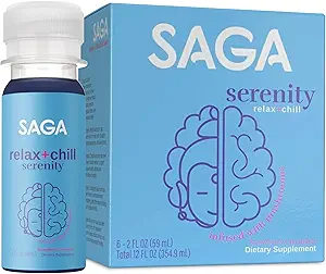 SAGA Serenity Organic Relaxation Shots mit Kava, Lion’s Mane & Reishi | Fast-Acting Mushroom & Adaptogen Drink für Ruhe, Stress Relief & Stimmung Unterstützung | Vegan, Reisegröße | Erdbeer Cucumber
