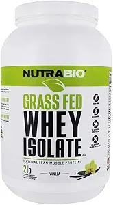 NutraBio Grass Fed Whey Isolate Protein Powder - 25G Protein Per Scoop - Sugar Free Natural Lean Muscle Protein Supplement - Vanilla - 2 Pfund, 29 Servierungen