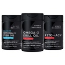 Sportforschung Triple Strength Omega-3 Fish Oil, Antarctic Krill Oil + Phospholipide, Choline & Astaxanthin Mini-Softgels, Keto Plus ACV 500mg Apfelegar & 1500mg goBHB Exogene Ketone