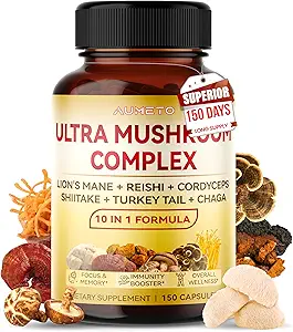 Ultra Mushroom Complex 10 in 1 Formel - mit Lion's Mane Reishi Cordyceps Shiitake Turkey Tail Chaga (150 Count (Pack von 1))