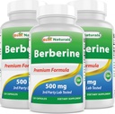 Best Naturals Berberine 500mg 120 Capsule - Supporta Funzione Immune, Cardiovascolare e Funzione Gastrointestinale (120 Conta (Pack of 3))
