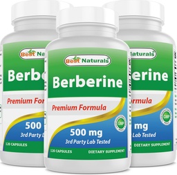 Best Naturals Berberine 500mg 120 Capsule - Supporta Funzione Immune, Cardiovascolare e Funzione Gastrointestinale (120 Conta (Pack of 3))