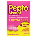 Pepto Bismol Kautabletten für Übelkeit, Sodbrennen, Verdauung, Upset Stomach und Durchfall - 5 Symptom Fast Relief, Original Flavor, 48 ct
