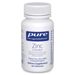 Reine Encapsulationen Zink (Kitrate) - für Immunsystem, Gewebeentwicklung & Stoffwechsel* - Mineralische Beilage mit Enzymen - hochabsorbierbare Zink - Vegan & Non-GMO - 60 Kapseln