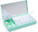 PORT X POLISH Designer Weekly Pill Box Organizer (AM/PM 2X Daily, Mint) | Compact, Stylish 7-Day Vitamin Supplement Case | Cut Portable Mini Travel Medicine Carrier | BPA-Free Pillbox Caddy