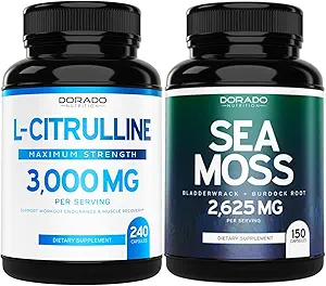 L Citrulline-Ergänzung (240 Zähler) Unterstützung L Arginine & Nitric Oxide Pillen - Irish Sea Moss Capsules (150 Zähler) Rohe Seamoss für Schilddrüse, Energie & Immununterstützung - 3. Partei getestet, Vegan & USA Made