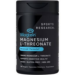 Sportforschung Magtein Magnesium L-Threonate Capsules - Magnesium Supplement for Memory, Focus & Cognition - Magnesium L Threonate unterstützt Gehirngesundheit, Sleep & Mood- 2000mg, 180 Kapseln für Erwachsene