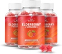 BeLive Elderberry Gummies mit Zink und Vitamin C - Immununterstützungsergänzung mit Vitamin D, A, E, B12 - Gummi für gesunde Knochen & Zähne, Vegan, Keto & Non-GMO - Raspberry Flavor | 3-Pack