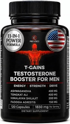 Anabolischer Booster & Muskelaufbau, T-GAINS Testosteron Ergänzung für Männer, TRT-Test Booster & Estrogen Blocker, HGH Ergänzungen für Männer - Tongkat Ali Fadogia Agrestis für Muskelwachstum, 120 Caps