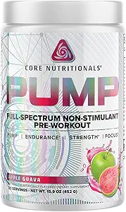 Core Nutritionals Pump Full-Spectrum Non-Stimulant Pre-Workout, mit N03T Nitrate, Peak02, Alpha GPC, für maximale Pumpe, Stärke und Leistung 20 Servierungen (Österreichische Gummy Schlangen)