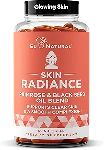 Radiance Flawless Skin & Complexion – Hormonelle Akne, Hautpflege – Unterstützung Ihrer natürlichen Schönheit Gebäude Blöcke – Kalt gepresste Akne Pillen, Abend Primrose Öl, Schwarzes Seed Oil, & DIM – 60 flüssige Softgels