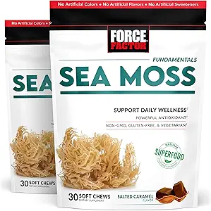 FORCE FACTOR Sea Moss Soft Chews, Unterstützung Immunität, Verdauung und Herzgesundheit, Irish Sea Moss Superfood & Antioxidants Supplement, Non-GMO, Glutenfreie, gesalzene Karamell Flavor, 60 Soft Chews, 2-Pack