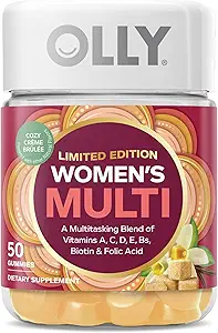 OLLY Women's Multi, Vitamine A, C, D, E, B, Zinc, Limited Edition, Cozy Crème Brulee - 50ct