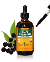 Kräuter Pharm Certified Organic Black Elderberry Liquid Extract für Immunsystem Unterstützung, Alkoholfreies Glycerit, 4 Unze