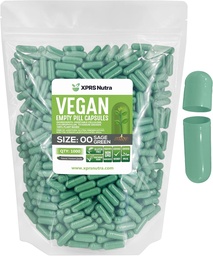 XPRS Nutra Größe 00 Leere Kapseln - 1000 Graf Leere Vegan Kapseln - Vegetarische leere Pillen - DIY Gemüse Kapsel Füllung- Veggie Pillen Caps (Sage Green)