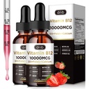Vitamin B12 Flüssigkeitstropfen Sublingual 10000 mcg, Triple B-12 Complex Supplement, Methyl & Methylcobalamin Blend für Frauen & Männer, Mood & Energy Booster, Metabolism & Health Support, 2 Pack