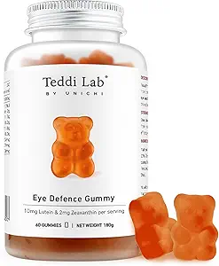 Unichi Eye Health Gummy, Lutein und Zeaxanthin Ergänzung für Augen- und Netzhautgesundheit, Blueberry Aroma, 60 Count