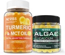 NEVISS Sugar Free Turmeric Curcumin Gummis + Marine Algae Calcium Supplement 600mg, hohe Absorption, Vegan