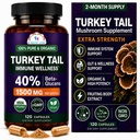 CANCER SCIENCES Turkey Tail Wellness Pilze Supplement, USDA Certified Organic Extract, Extra Strength 1.500 mg, Hohe Potenz 40% Beta-Glucans, Gut & Immununterstützung, Natürliche Verdauung, 120 Kapseln