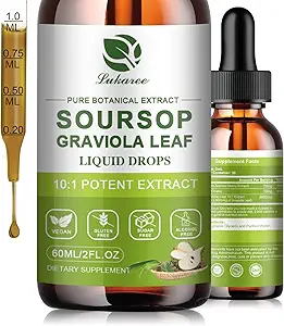 Nature Soursop Bitters Liquid, 1 Monat Versorgung Graviola Öl für Zellunterstützung & Regeneration, Antioxidans, Immune Boost, Verdauung, Zuckerfrei, Glutenfrei, Sauer SOP Multivitamin Tropfen 2 FL OZ