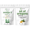Micro Ingredients Öl von Oregano Softgels 300 Count & Vegan Omega 3 Algae Öl Supplement Bundle 2 Pack | Carvacrol & Thymoquinone | Full Spectrum Omega-3 Alternative