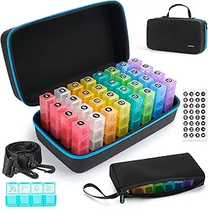Yewltvep Monatliche Pille Organizer 4 Mal pro Tag, Pille Box Organizer mit 32 Tagesauszüge, 30 Tage Pille Organizer 4 mal pro Tag Pille Halter mit Hard Shell Travel Case+wüstliche Pille 4 Mal pro Tag