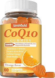 1 Pack CoQ10 500MG Gummi - Plus Omega-3, Magnesium, Vitamin B3 & Zink - 3X Bessere Absorption Coenzym Q10 Ergänzungen für Herzgesundheit, Zelluläre Energie & Antioxidans, Nicht-GMO 60 Zähler