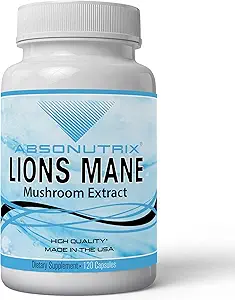 Absonutrix Lion's Mane Mushroom Extract 120 Kapseln, unterstützt Immunsystem,Helps Verbessern kognitive Gesundheit, Qualität Potent Zutaten, Made in USA, 500 mg pro Servieren, GMP-Approved