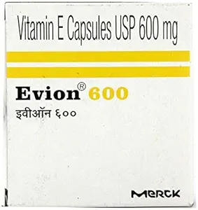 50 Evion 600mg Kapseln Vitamin E für leuchtendes Gesicht, Starkes Haar, Akne,Nails, Glowing Skin 400mg,Control Haarausfall
