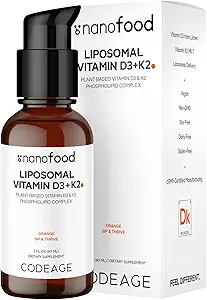 Kodierung flüssiges Vitamin D3 K2 Nahrungsergänzungsmittel, Liposomales Vitamin D Cholecalciferol, Menaquinone MK-7, flüssiges Vitamin K - Vegan & Non-GMO - kein Zucker - 2 fl oz