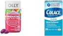 OLLY Ultra Strength Prenatal Multivitamin Softgels mit Brain Development Support + Colace Clear Stool Softener Kapseln, 28 Zähler
