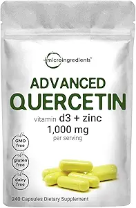 Quercetin Ergänzungen mit Zink & Vitamin D3, 1000mg pro Servierung, 240 Kapseln | 3 in 1 – Quercetin 1000mg, Zink Picolinat 50mg, & Vitamin D 5.000iu | Immununterstützung | Non-GMO