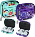 Serfeymi Wochenreise Pille Organizer Pille Fall für Geld mit abnehmbaren 7 Tage Pille Box, Modische Reise Medizin Organizer Pille Behälter für Medizin, Vitamin, Beilage - Grün 01 + Lila 01